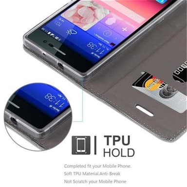 Huawei ASCEND P7 Suojakuori Lompakkokotelo (harmaa)