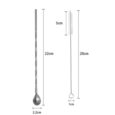 8x Olkilusikka 19cm 2 kapeaa harjaa puhdistukseen