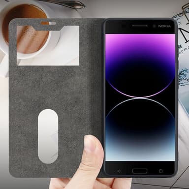 Lompakkokotelo Nokia 6,1 Case (Musta)
