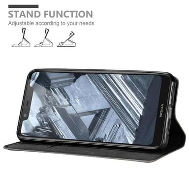 Nokia 5.1 PLUS / X5 Suojakuori Lompakkokotelo (Ruskea)