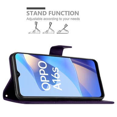 Oppo A16s / A54s Suojakuori Lompakkokotelo (Violetti)