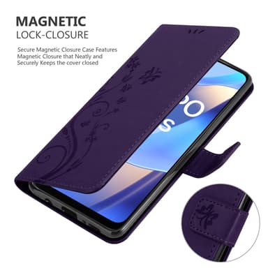 Oppo A16s / A54s Suojakuori Lompakkokotelo (Violetti)