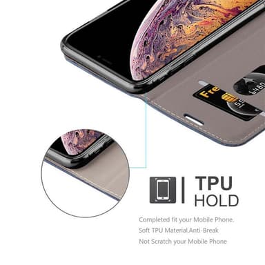 iPhone XS MAX Suojakuori Lompakkokotelo (Sininen)