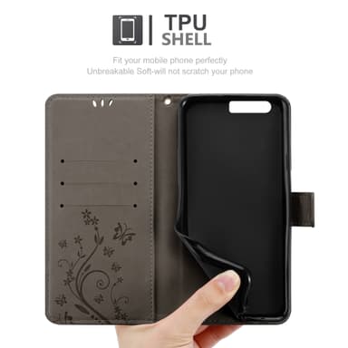 Huawei P10 PLUS Suojakuori Lompakkokotelo (harmaa)