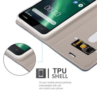 Nokia 2 2017 Suojakuori Lompakkokotelo (Sininen)