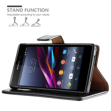 Sony Xperia Z Suojakuori Lompakkokotelo (Musta)