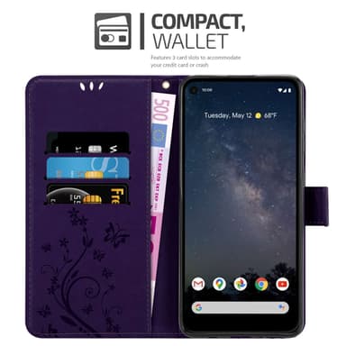 Google PIXEL 4A 5G Suojakuori Lompakkokotelo (Violetti)