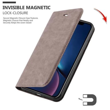 iPhone XR Suojakuori Lompakkokotelo (Ruskea)