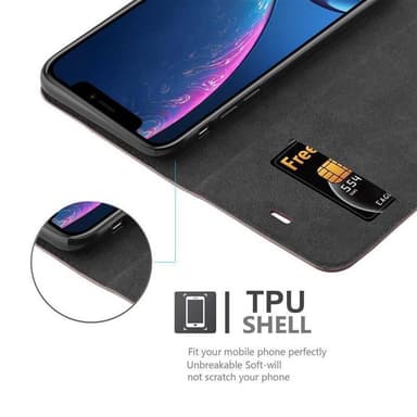 iPhone XR Suojakuori Lompakkokotelo (Ruskea)
