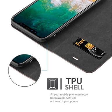 iPhone X / XS Suojakuori Lompakkokotelo (Ruskea)