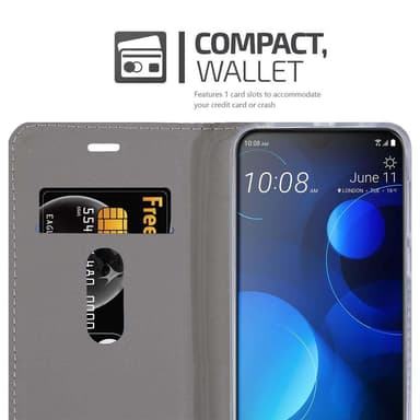 HTC Desire 19 PLUS Suojakuori Lompakkokotelo (harmaa)