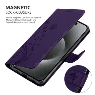 iPhone 15 PRO MAX Suojakuori Lompakkokotelo (Violetti)