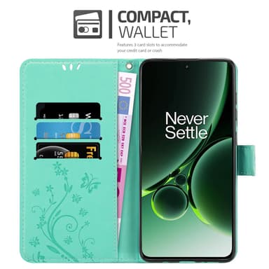 OnePlus Nord 3 5G Suojakuori Lompakkokotelo (Turkoosi)
