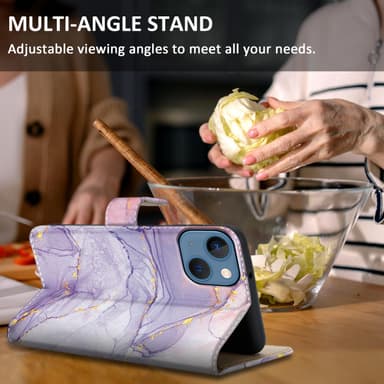 iPhone 14 PLUS Suojakuori Lompakkokotelo (Violetti)