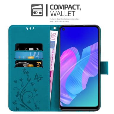 Huawei P40 LITE E Suojakuori Lompakkokotelo (Sininen)