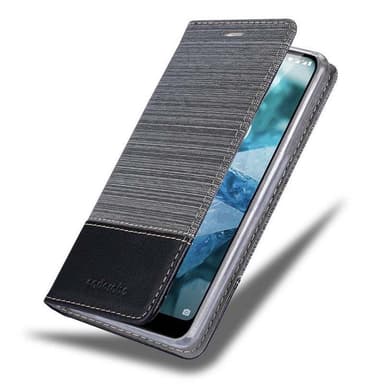 Nokia 7.1 Suojakuori Lompakkokotelo (harmaa)