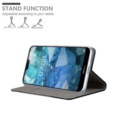 Nokia 7.1 Suojakuori Lompakkokotelo (harmaa)