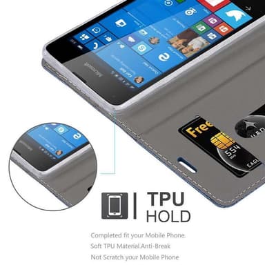 Nokia Lumia 550 Suojakuori Lompakkokotelo (Sininen)