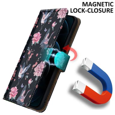 iPhone 12 PRO MAX Suojakuori Lompakkokotelo (Musta)