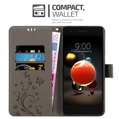LG K8 2018 / K9 2018 Suojakuori Lompakkokotelo (harmaa)