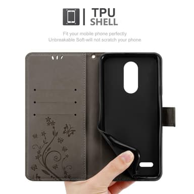 LG K8 2018 / K9 2018 Suojakuori Lompakkokotelo (harmaa)
