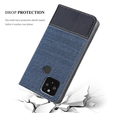 Google PIXEL 5 Suojakuori Lompakkokotelo (Sininen)