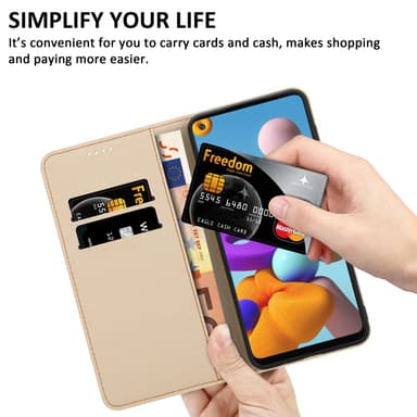 Samsung Galaxy A21s Suojakuori Lompakkokotelo (Sininen)