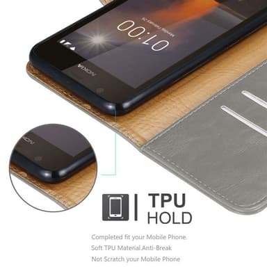 Nokia 1 2018 Suojakuori Lompakkokotelo (Ruskea)