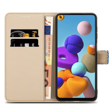 Samsung Galaxy A21s Suojakuori Lompakkokotelo (Sininen)