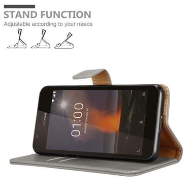 Nokia 1 2018 Suojakuori Lompakkokotelo (Ruskea)