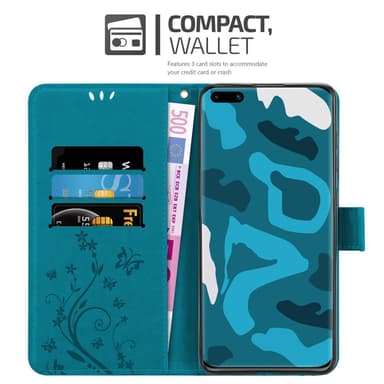 Huawei P40 Suojakuori Lompakkokotelo (Sininen)