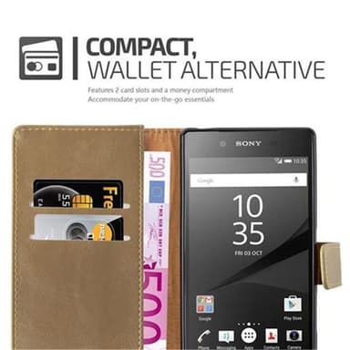 Sony Xperia Z5 Suojakuori Lompakkokotelo (Ruskea)
