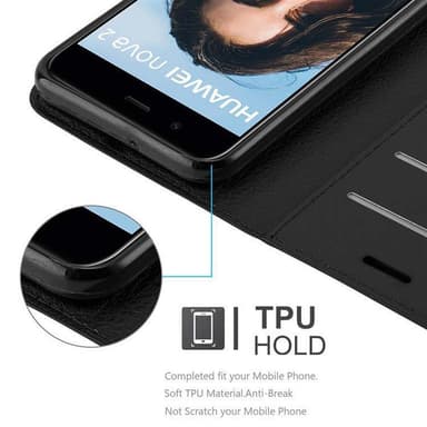 Huawei NOVA 2 Suojakuori Lompakkokotelo (Musta)
