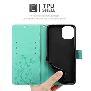 iPhone 15 Suojakuori Lompakkokotelo (Turkoosi)
