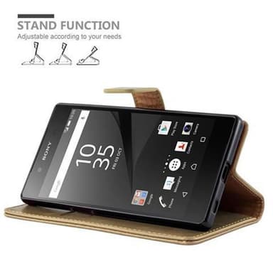 Sony Xperia Z5 Suojakuori Lompakkokotelo (Ruskea)
