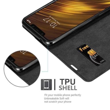 Xiaomi Pocophone F1 Suojakuori Lompakkokotelo (Musta)