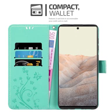 Google PIXEL 6 PRO Suojakuori Lompakkokotelo (Turkoosi)