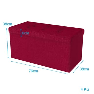 Taitettava Jakkara 76x38x38 cm Jalkatuki (punainen)