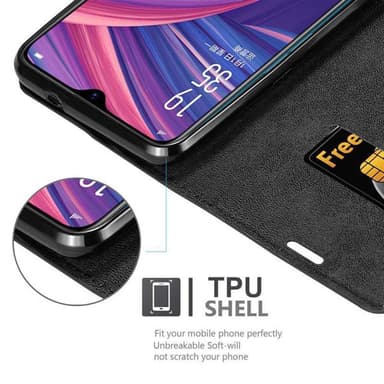 Oppo R17 PRO Suojakuori Lompakkokotelo (Musta)