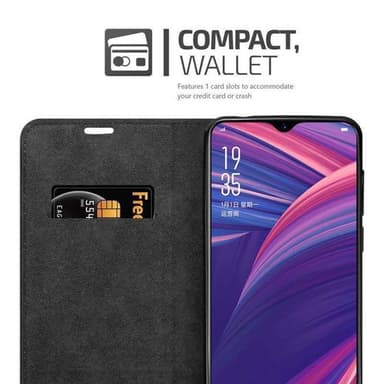Oppo R17 PRO Suojakuori Lompakkokotelo (Musta)