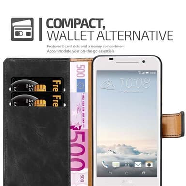 HTC ONE A9 Suojakuori Lompakkokotelo (Musta)