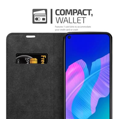 Huawei P40 LITE E Suojakuori Lompakkokotelo (Musta)