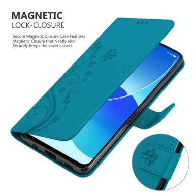 Oppo Reno6 5G Suojakuori Lompakkokotelo (Sininen)