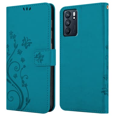 Oppo Reno6 5G Suojakuori Lompakkokotelo (Sininen)
