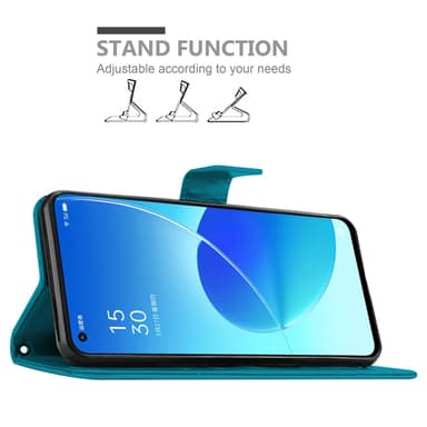 Oppo Reno6 5G Suojakuori Lompakkokotelo (Sininen)