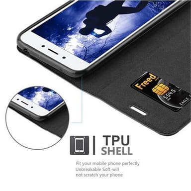 Honor 6A Suojakuori Lompakkokotelo (Musta)