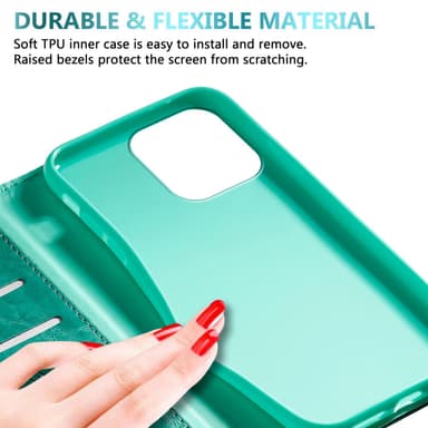 iPhone 13 PRO Suojakuori Lompakkokotelo (Turkoosi)