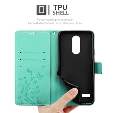 LG K10 2017 Suojakuori Lompakkokotelo (Turkoosi)