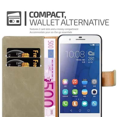 Honor 6 PLUS Suojakuori Lompakkokotelo (Ruskea)