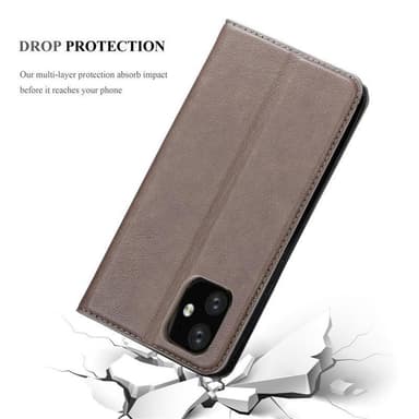 iPhone 11 Suojakuori Lompakkokotelo (Ruskea)